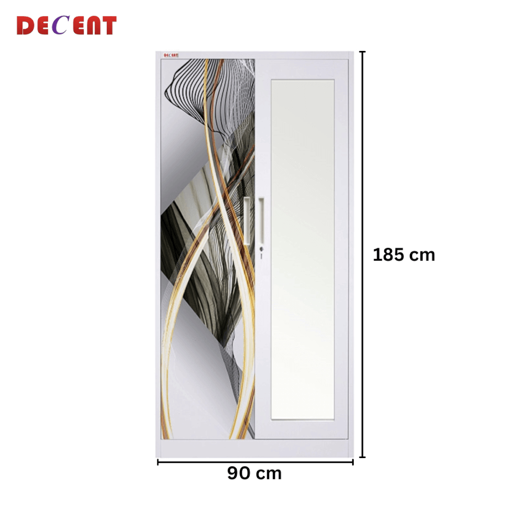 ตู้เสื้อผ้าเหล็ก บานเปิด 2 ประตู DECENT ลาย MITEE 90ซม._1